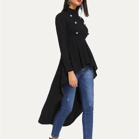 BLACK LONG SLEEVE TOP WITH TRAIN - Picture 2 of 3